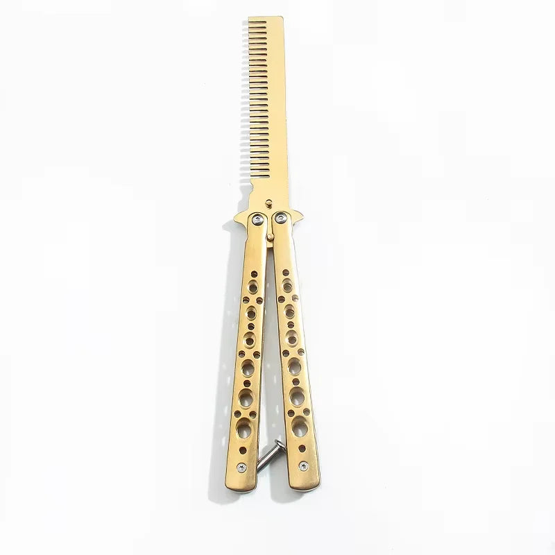 Stainless Steel Folding Butterfly Swing Comb | Hair Styling Folding Hair Comb Axl green