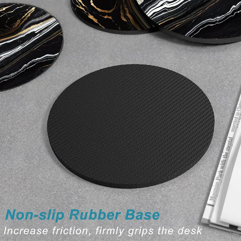 Non-Slip Absorbent Rubber Drink Coasters – Set of 6 Drink Coasters Set Axl