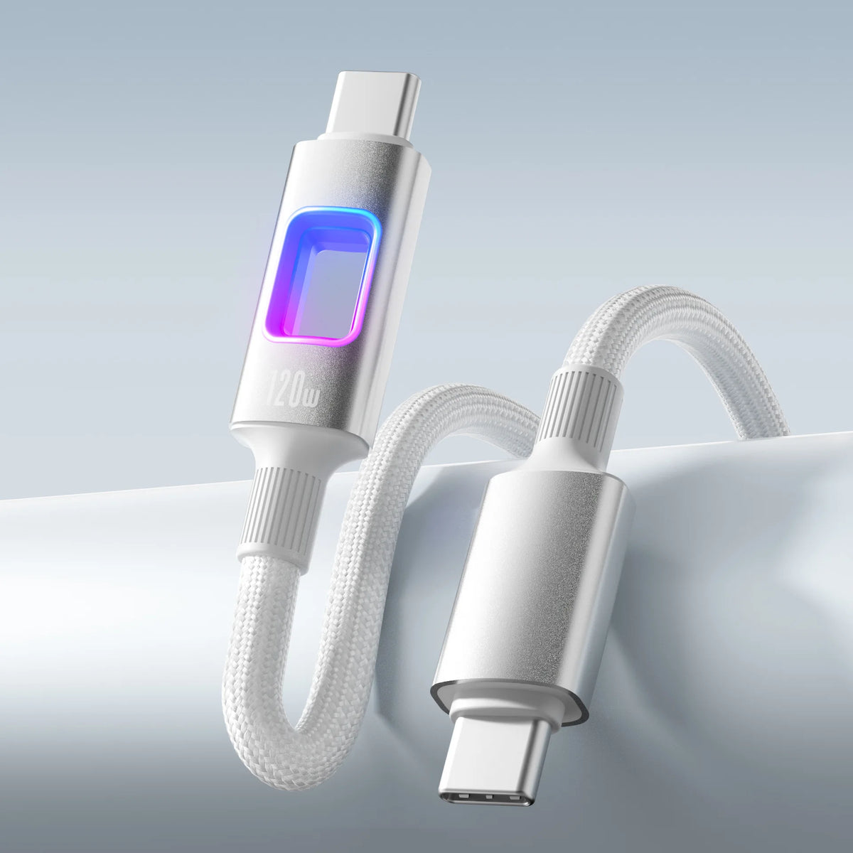 USB-C 120W PD Fast Charging Cable 1.5m/2m – MacBook iPad USB-C Charging Cable Axl WHITE 1.5m