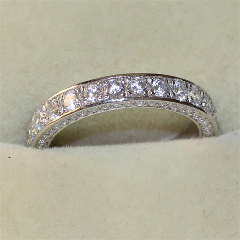 Huitan Women's Full Pavé CZ Wedding Band – Sizes 5–14 CZ Wedding Band Axl