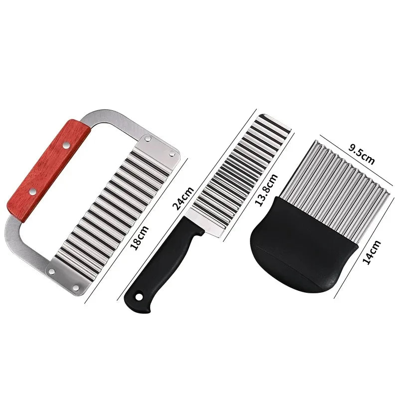 Stainless Steel Crinkle Cutter – Wavy Potato & Veggie Slicer Vegetable Crinkle Cutter Axl