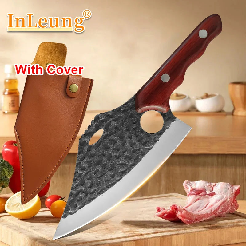 InLeung Hand Forged Stainless Steel Cleaver Wood Handle Kitchen Cleaver Knife Axl