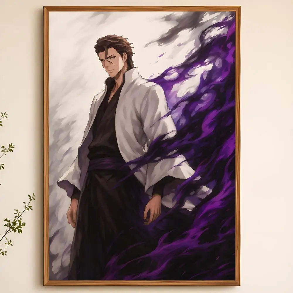 Sosuke Aizen Anime Poster – HD Self-Adhesive Waterproof Wall Art Anime Wall Poster Axl White08 50X70cmNoframe