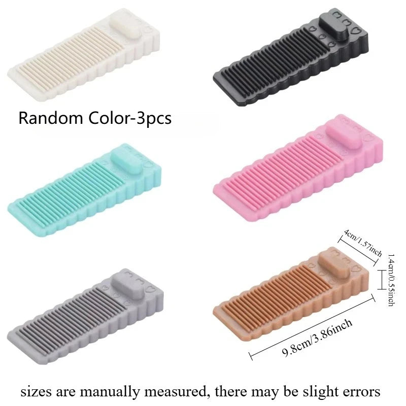 Stackable Rubber Door Stopper Wedge – Non-Slip Windproof Door Stopper Wedge Axl Random Color-3pcs
