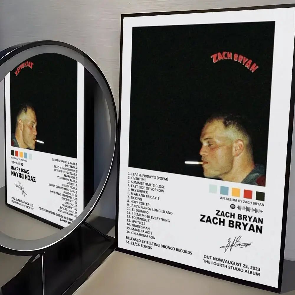 Zach Bryan Self-Adhesive Poster Sticker | Modern Wall Art Wall Art Sticker Axl