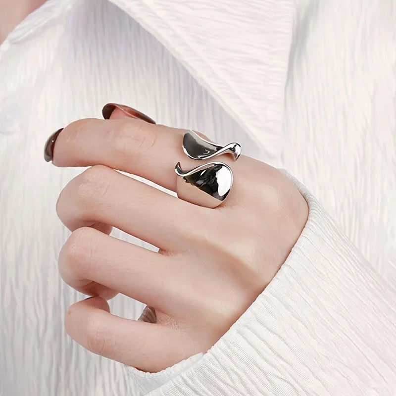 Huitan Geometric Wide Opening Ring for Women | Brass Fashion Fashion Ring Axl