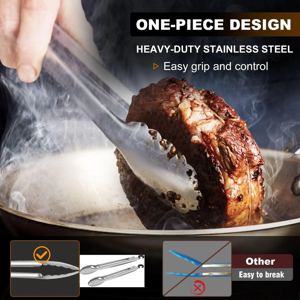 BBQ Grill Tongs Set 10 & 12 Inch – Heat Resistant to 600°F BBQ Grill Tongs Axl