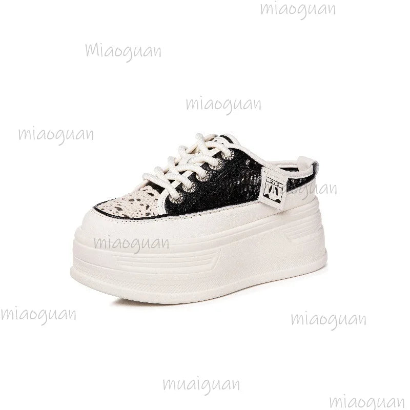 Women's 6.5cm Elevated Slide Slippers – Lace Mesh Casual Shoes Elevated Slide Slippers Axl