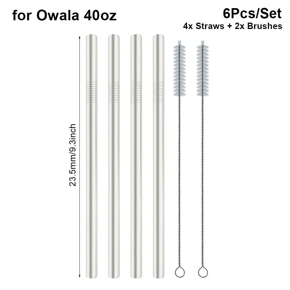 Stainless Steel Reusable Straws 6-Piece Set with Brushes Reusable Straws Axl 10x235mm Set