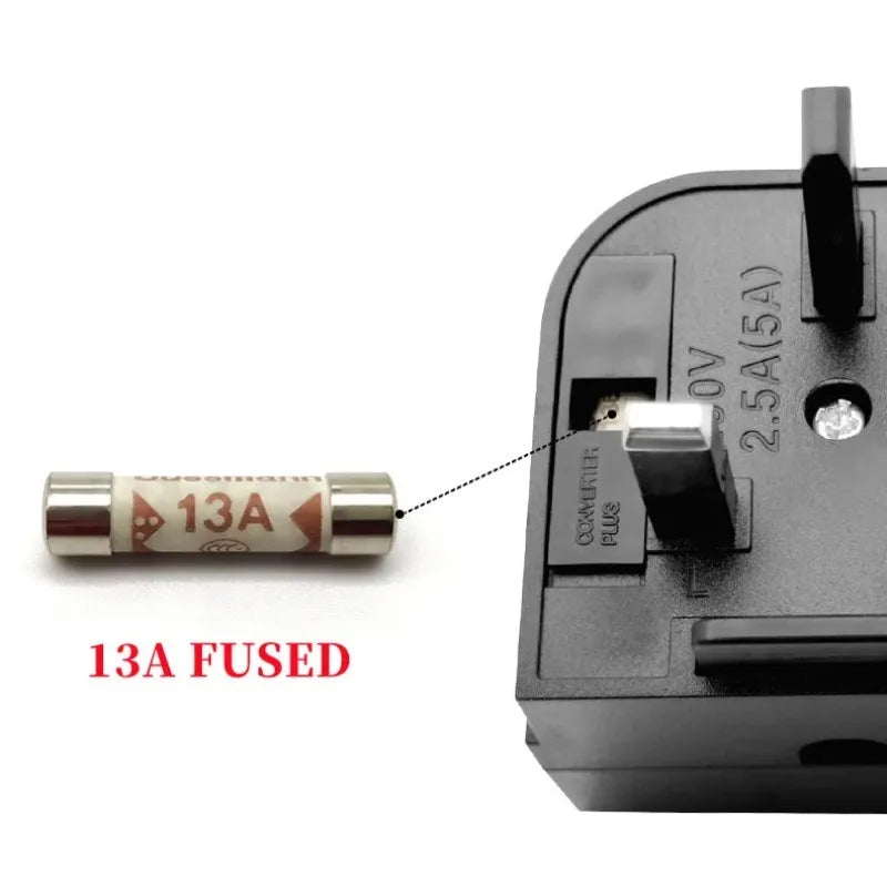 EU 2-Pin to UK/Singapore Type G Plug Adapter – 13A Fuse Travel Plug Adapter Axl