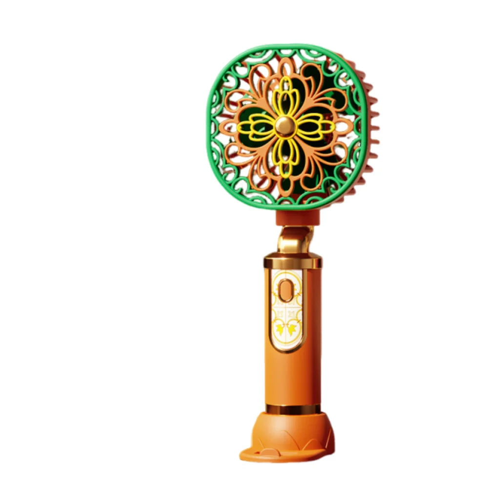 Retro Handheld Mini Fan – 3-Speed USB Rechargeable Portable Fan Handheld Portable Fan Axl Orange