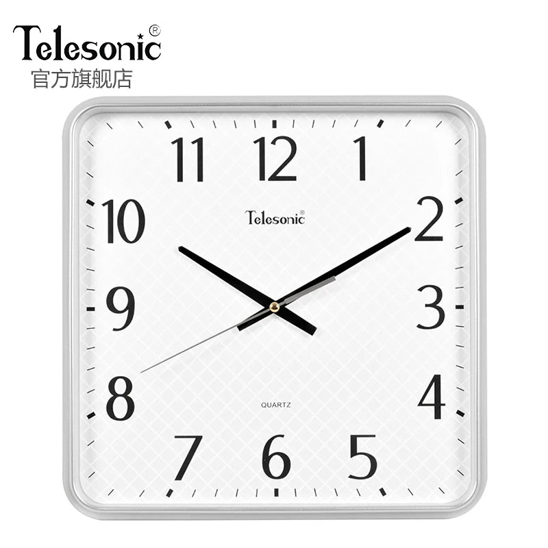 Modern Square Silent Wall Clock – 14" Large Living Room Decor Silent Wall Clock Axl Silver 14 Inch