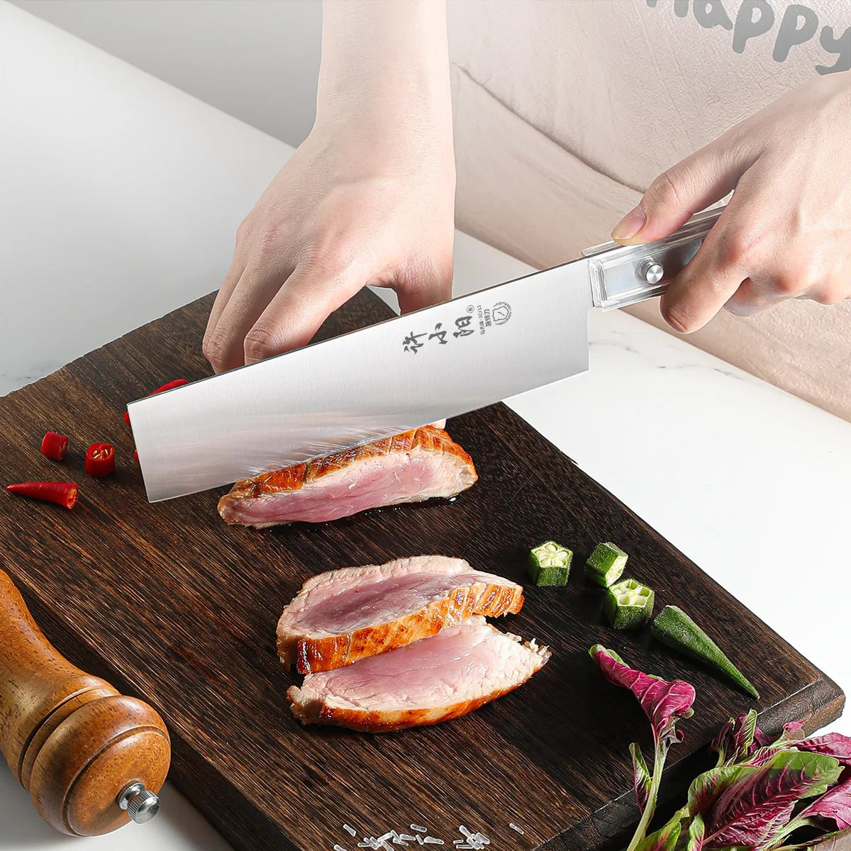 SHENJIU Japanese Kitchen Cleaver – Sharp Stainless Steel Knife Kitchen Cleaver Knife Axl