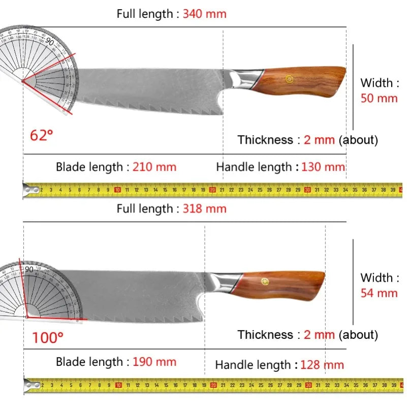 InLeung Damascus Steel Chef Knife – Cleaver & Slicer 19cm Damascus Kitchen Knife Axl