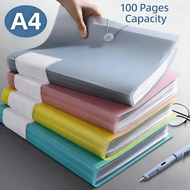 A4 Transparent File Folder – 100-Page Plastic Document Case Plastic File Folder Axl