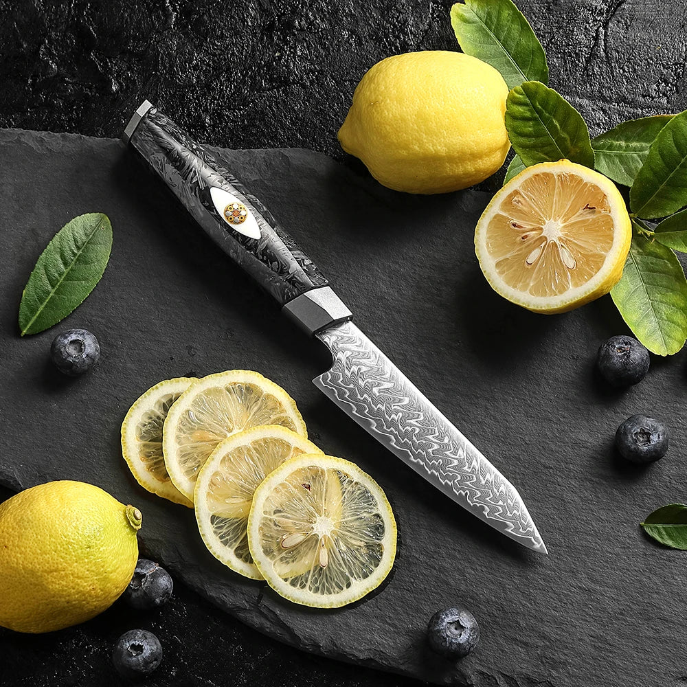 XINZUO Damascus Paring Knife – 145-Layer Carbon Fiber Handle Damascus Paring Knife Axl