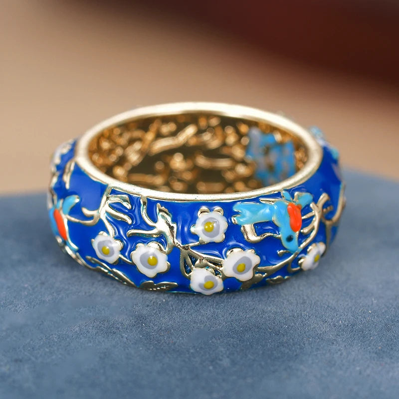 Huitan Blue Flower Ring for Women – Vintage Fashion Jewelry Fashion Ring Axl A1065 9