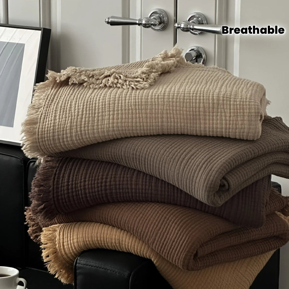 4-Layer Cotton Muslin Throw Blanket – Lightweight All-Season Adult Cotton Muslin Throw Axl