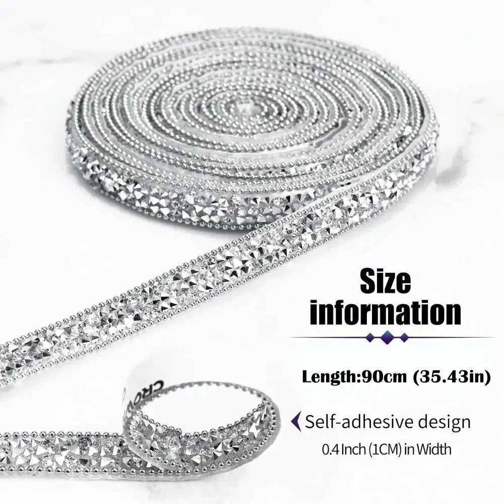 Self-Adhesive Rhinestone Ribbon 1cm – Bling Crystal Strip Craft Rhinestone Ribbon Axl