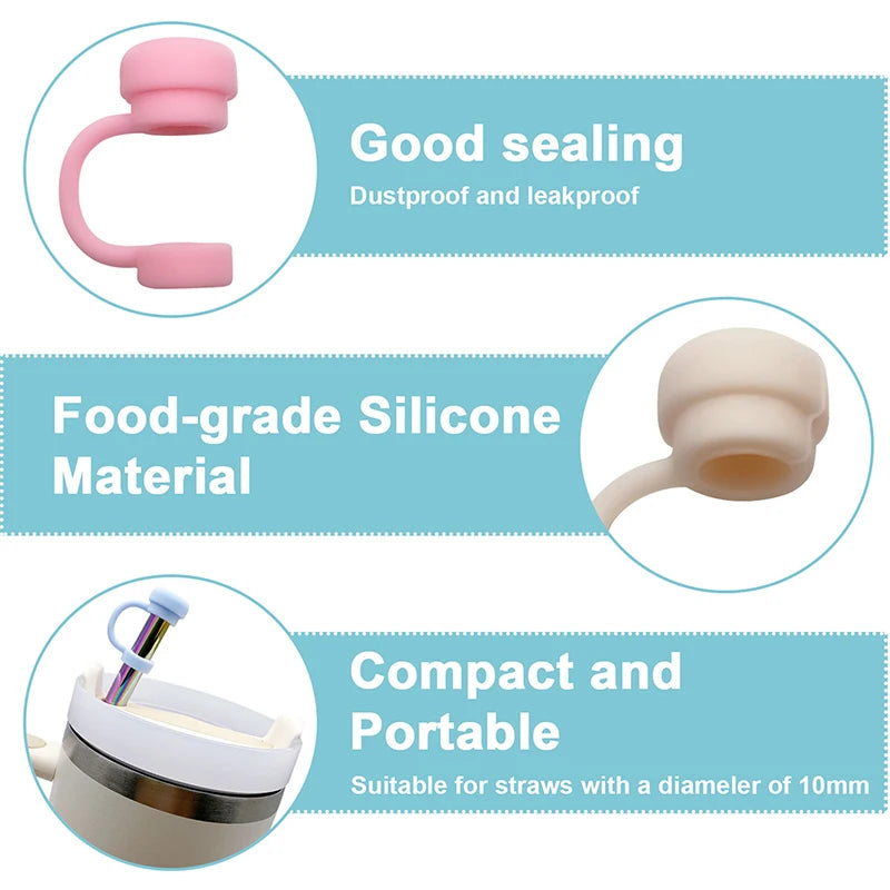 Reusable Silicone Straw Covers – Spill & Dust Proof Caps Straw Cover Caps Axl