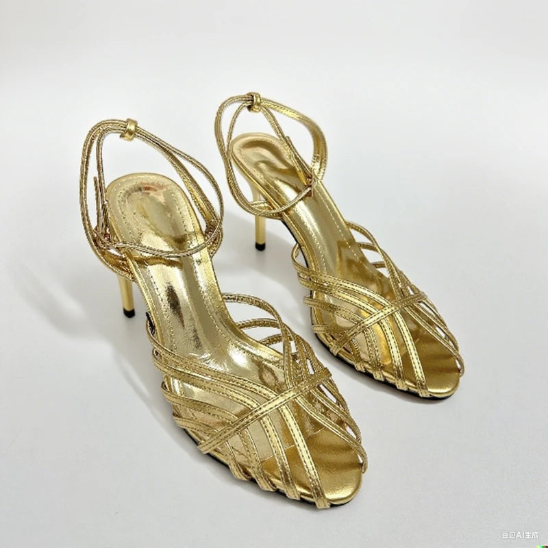 Women's Gold Gladiator Stiletto Sandals – Ankle Strap Heels Gladiator Stiletto Sandals Axl gold 36