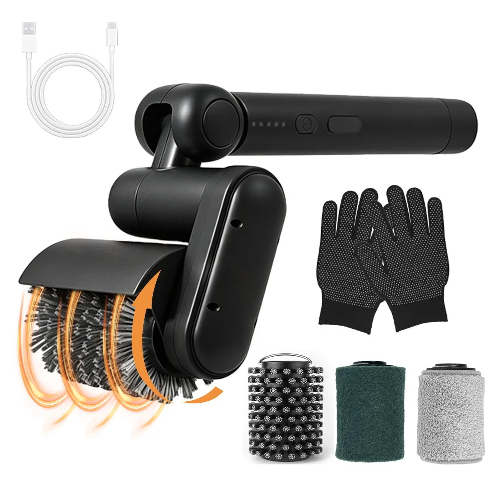 Electric BBQ Grill Cleaner Brush – 3 Heads, 4000mAh Cordless Electric Grill Brush Axl black