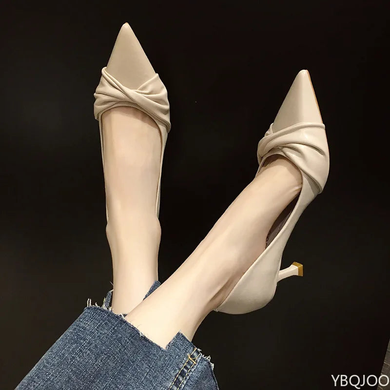 YBQJOO Women's Pointed Toe High Heel Pumps | Slip-On Work Shoes High Heel Pumps Axl