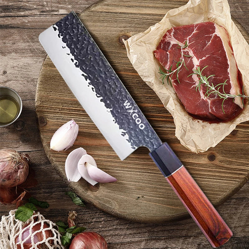 WXCOO Japanese Chef Knife – Forged Stainless Steel Santoku Set Kitchen Knife Set Axl