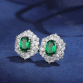 Huitan Hexagonal CZ Stud Earrings – Green & White Zirconia Stud Earrings Axl E2877