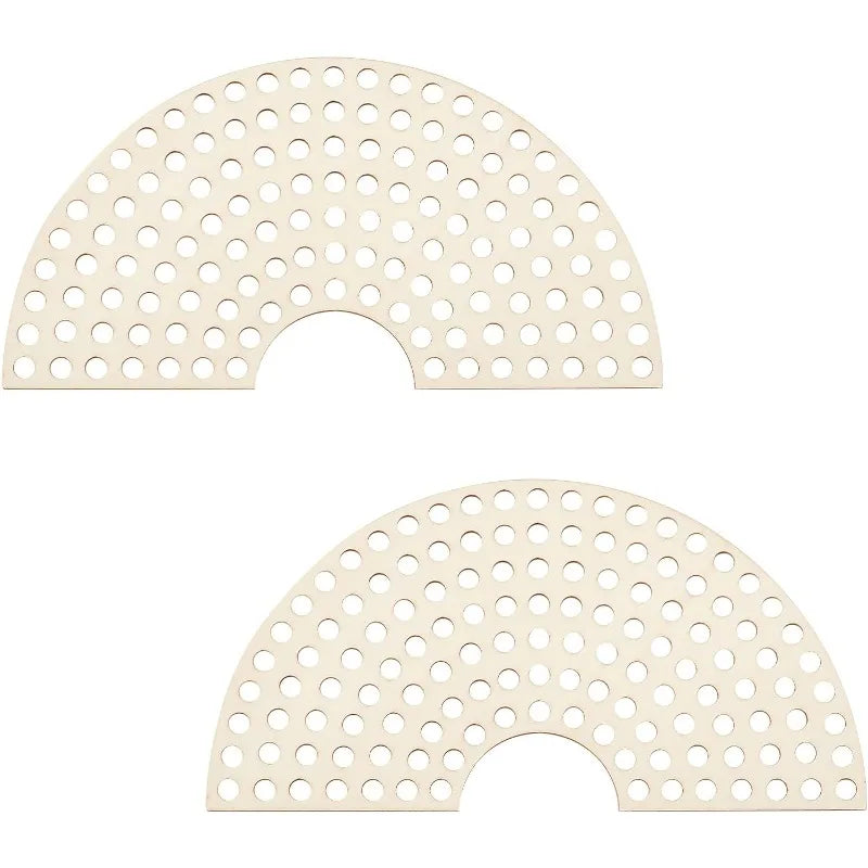 2-Pc Sector Wooden Basket Base | Crochet Bag Bottom 8mm Holes Crochet Basket Base Axl