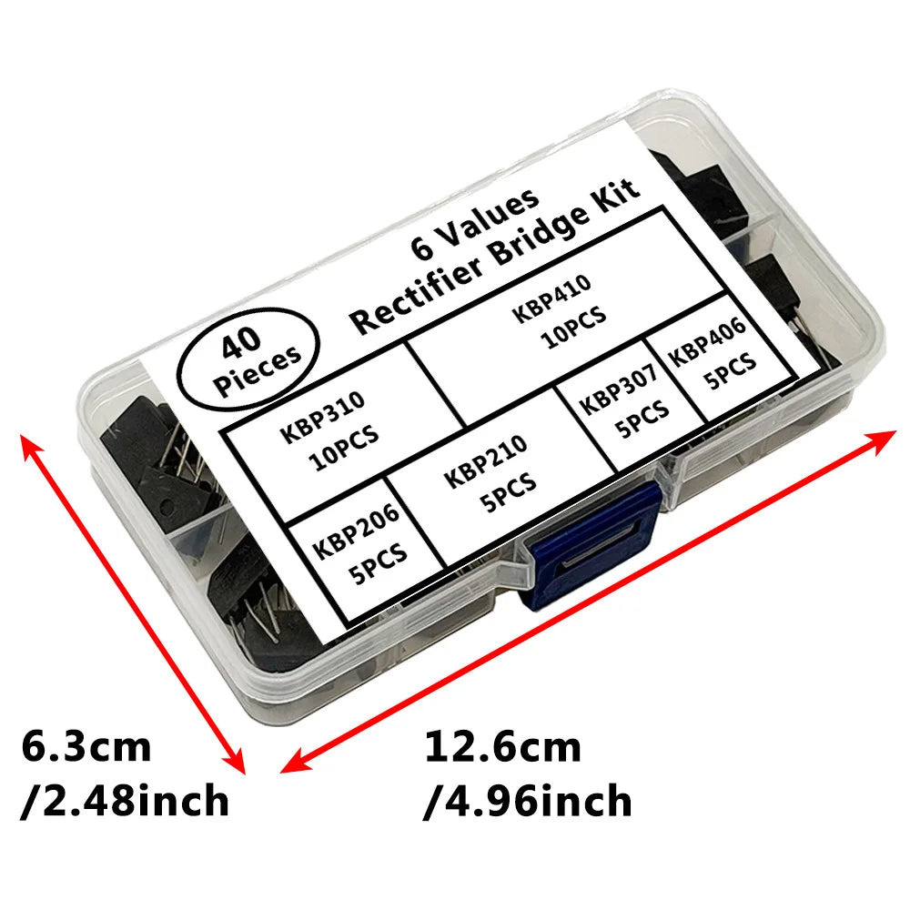 40-Piece KBP Rectifier Bridge Kit – 6 Values with Storage Box Rectifier Bridge Kit Axl
