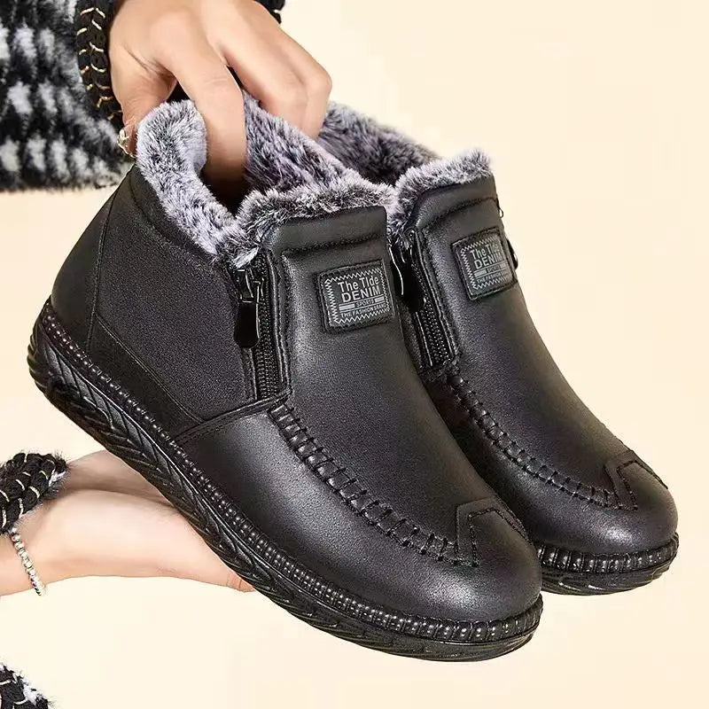 YBQJOO Women's Ankle Snow Boots – Warm Winter Suede Zip Women's Snow Boots Axl black 35