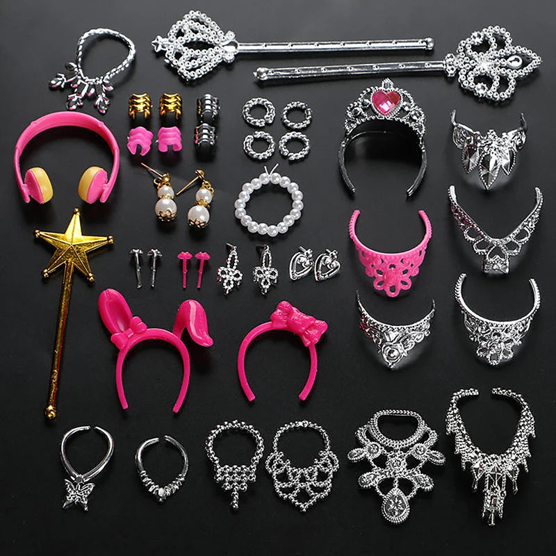 20Pcs Dollhouse Jewelry – Earrings, Bracelets & Crown for 1/6 Dolls Doll Jewelry Accessories Axl