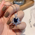 Huitan Blue & Red CZ Pendant Necklace – Bridal Wedding Jewelry Pendant Necklace Axl XL1043 45cm