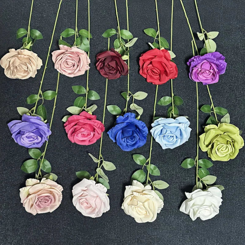 8 Artificial Silk Long Stem Rose Branches – Wedding Floral Decor Artificial Silk Flowers Axl