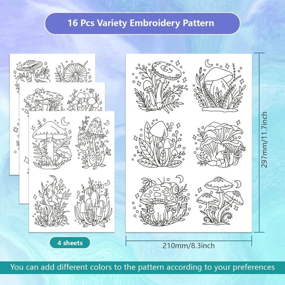 Fantasy Mushroom Water-Soluble Embroidery Stabilizers – 4 Sheets Embroidery Stabilizer Axl