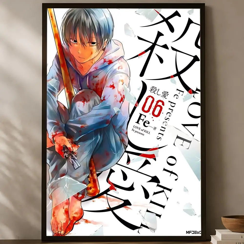 Koroshi Ai Anime Self-Stick Wall Poster – HD Waterproof Art Anime Wall Poster Axl White07 60X90cmNoframe