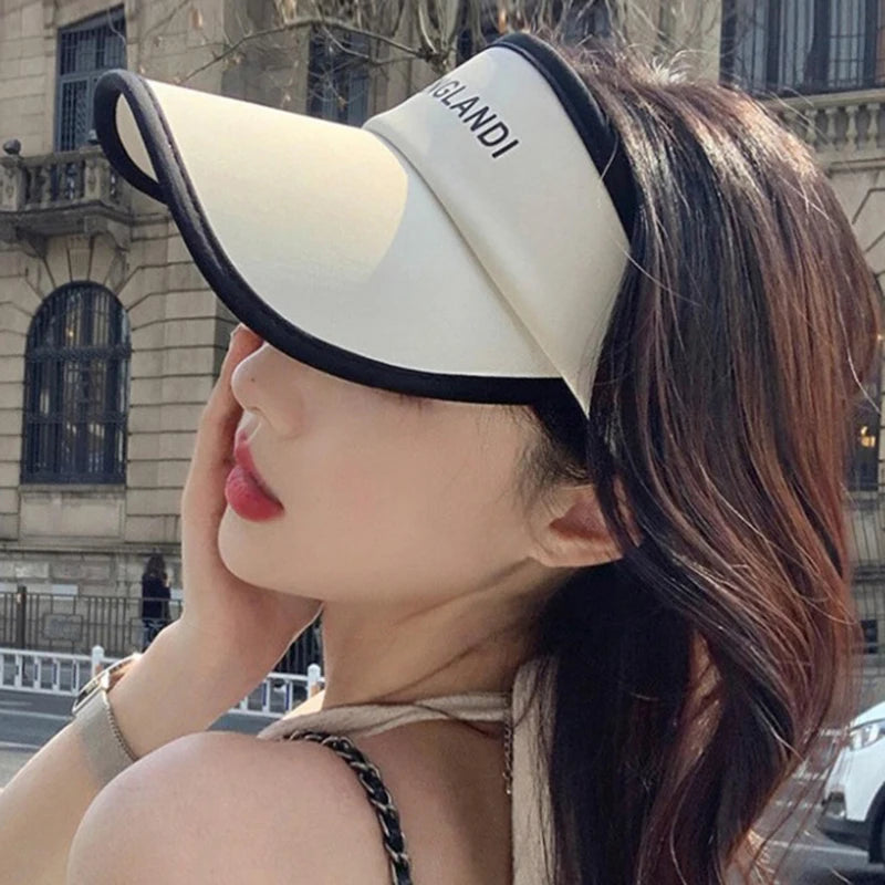 Women's Long Brim UV Visor Cap – Open Top Sports Sun Hat Sports Visor Hat Axl