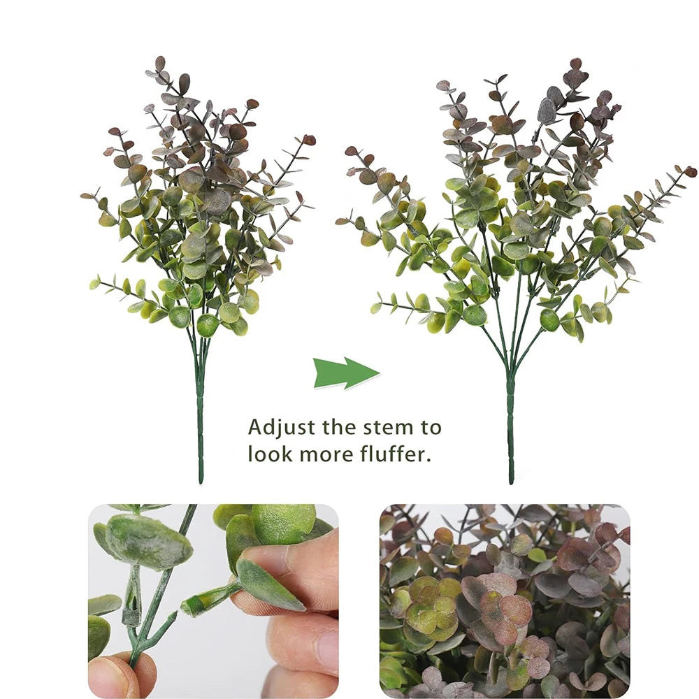 Artificial Eucalyptus Branches Faux Green Leaves Decor 2/4 Pcs Artificial Plant Decor Axl