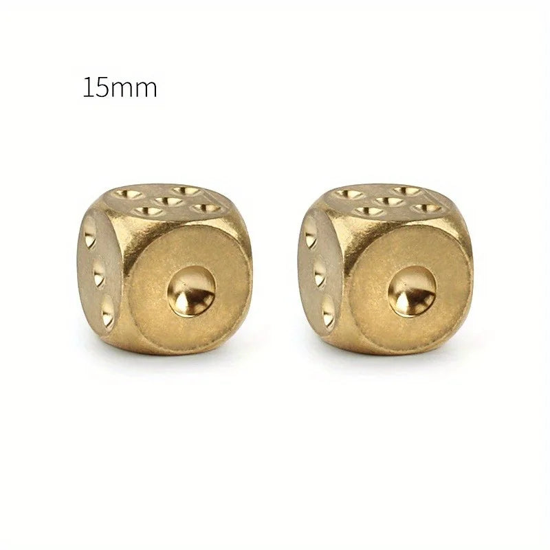 Solid Brass Dice Set 2pcs – 13mm & 15mm Copper Game Dice Brass Dice Set Axl 15mm 2PCS