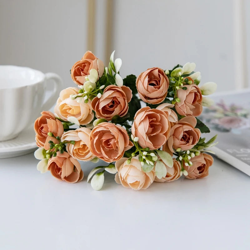 Artificial Silk Rose Tea Bud Flowers – Wedding & Home Decor Artificial Silk Flowers Axl Champagne 1 PC