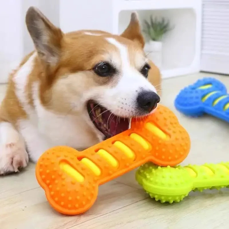 Squeaky Rubber Bone Dog Chew Toy – Bite-Resistant Puppy Stick Dog Chew Toy Axl