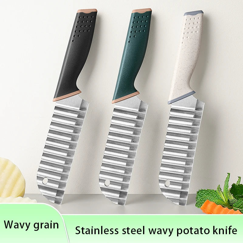 Stainless Steel Crinkle Cut Knife – Wavy Fry & Veggie Slicer Crinkle Cut Slicer Axl