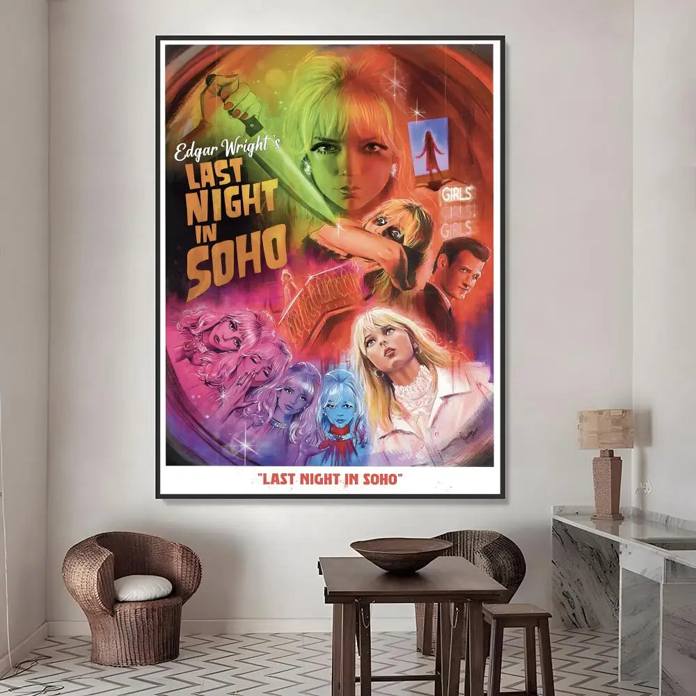 Last Night in Soho Movie Poster Waterproof PVC Stickers Movie Poster Sticker Axl White12 15X20cmNoframe