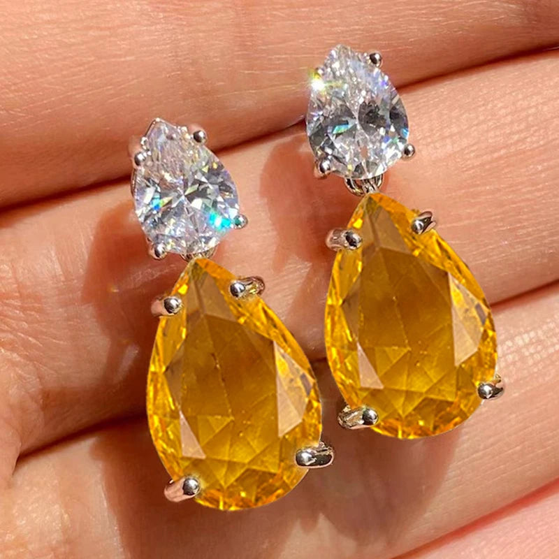 Huitan Pear CZ Dangle Earrings – Elegant Drop Earrings Women CZ Dangle Earrings Axl E5586