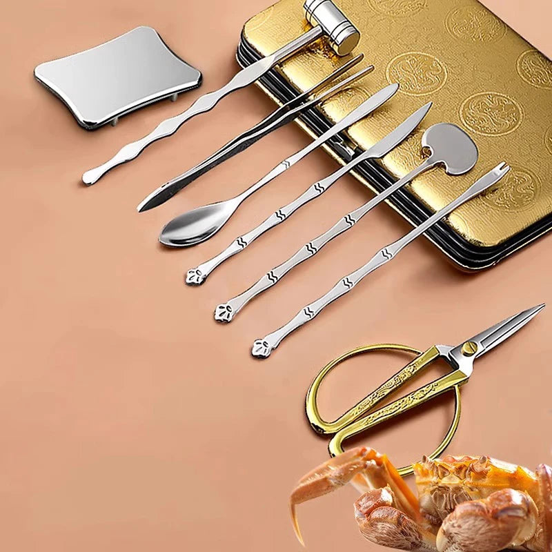 8-Piece Stainless Steel Crab & Seafood Tool Set | PLYS Seafood Tool Set Axl