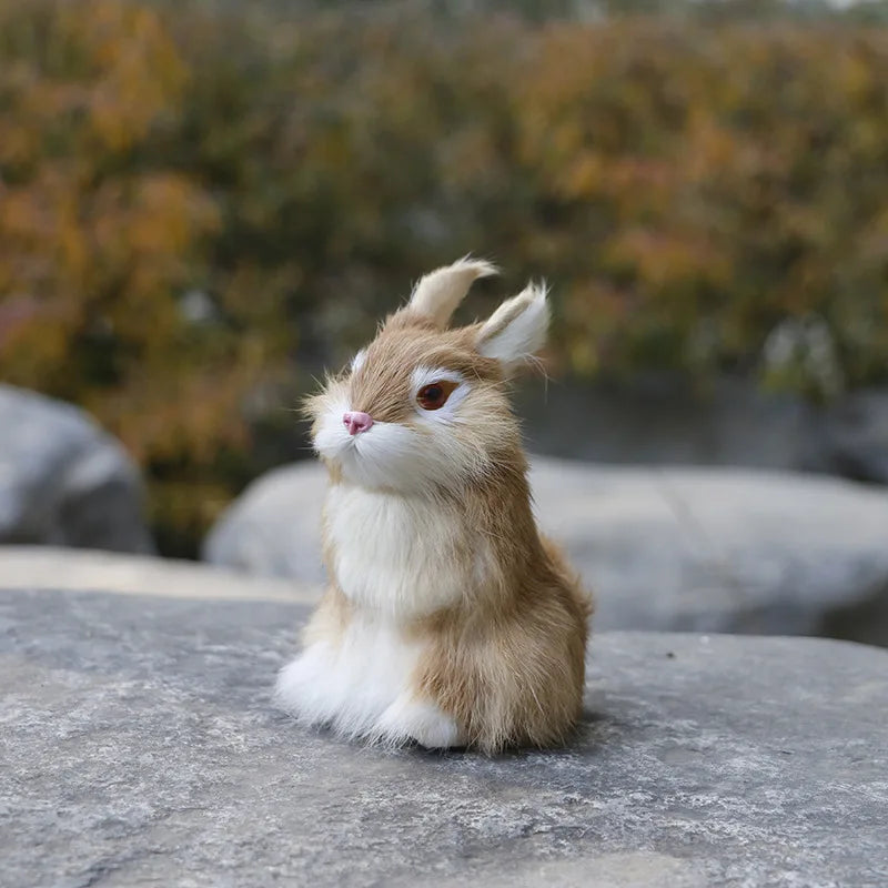Lifelike Faux Fur Rabbit Figurine – Home & Office Décor Decorative Figurine Axl YELLOW