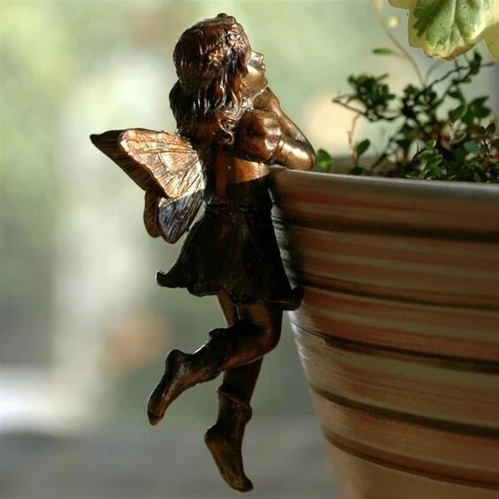 Fairy Angel Pot Hugger Resin Figurine – Garden Cup Hanger Garden Resin Figurine Axl
