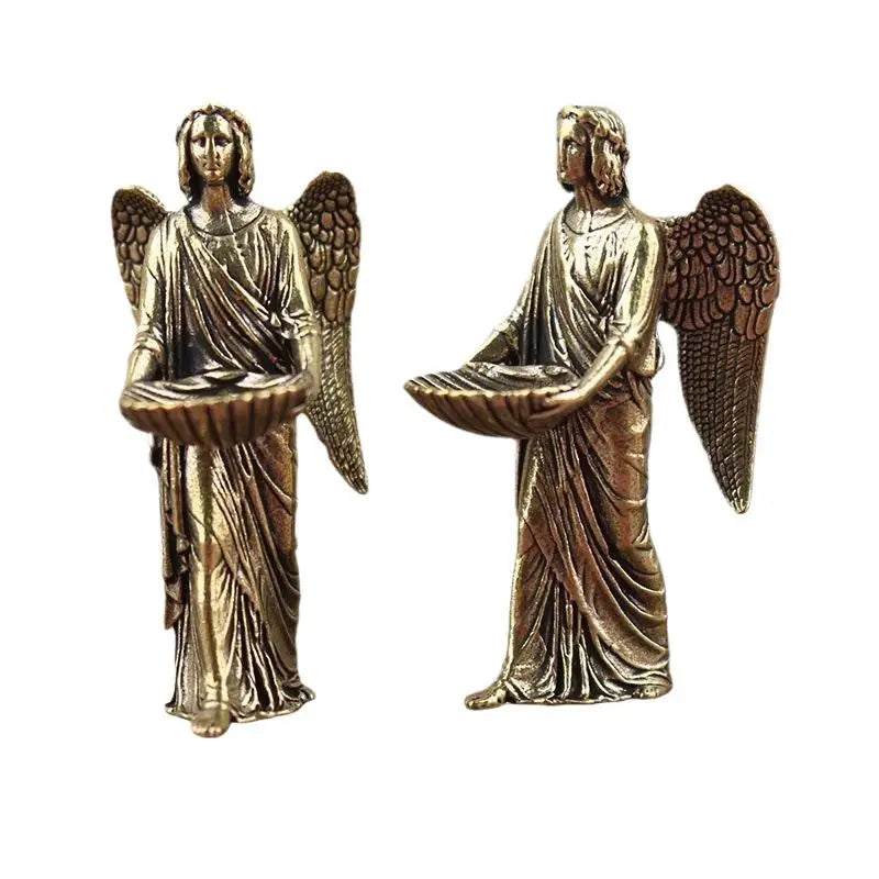 European Guardian Angel Figurine – Brass Wing Statue Home Decor Decorative Figurine Axl