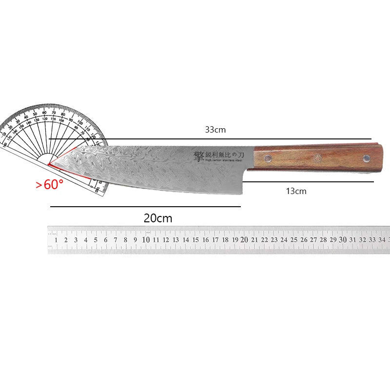 8-Inch Damascus Steel Japanese Chef's Knife – Wood Handle Damascus Chef's Knife Axl